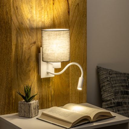 Brilagi - LED Lankstus sieninis šviestuvas NUBILA 1xE27/25W/230V + LED/3W balta/antracitas