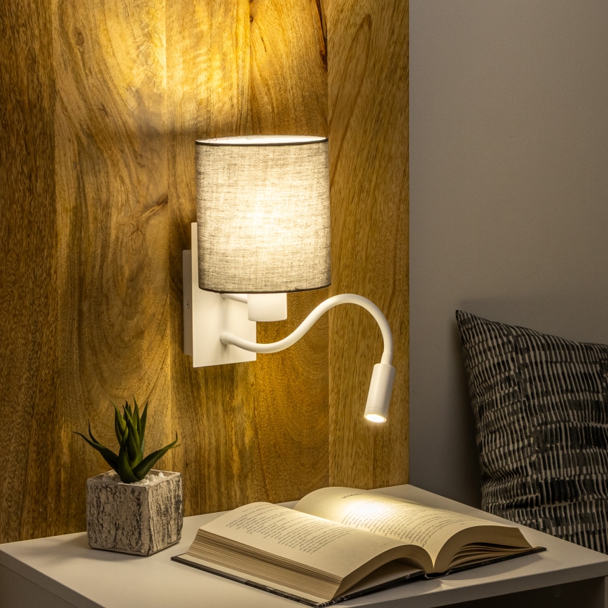 Brilagi - LED Lankstus sieninis šviestuvas NUBILA 1xE27/25W/230V + LED/3W balta/antracitas