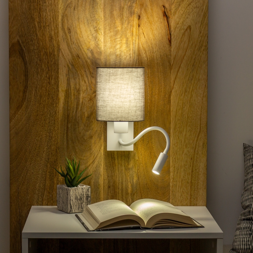 Brilagi - LED Lankstus sieninis šviestuvas NUBILA 1xE27/25W/230V + LED/3W balta/antracitas