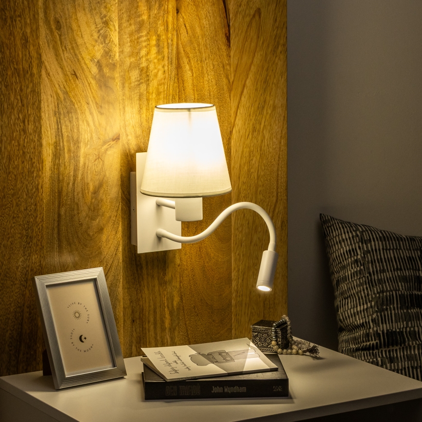 Brilagi - LED Lankstus sieninis šviestuvas NUBILA 1xE27/25W/230V + LED/3W balta