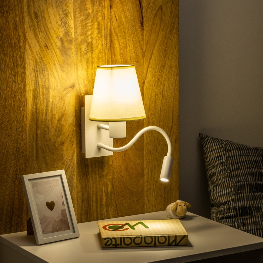 Brilagi - LED Lankstus sieninis šviestuvas NUBILA 1xE27/25W/230V + LED/3W balta/kreminė