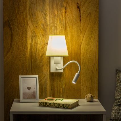 Brilagi - LED Lankstus sieninis šviestuvas NUBILA 1xE27/25W/230V + LED/3W balta/kreminė