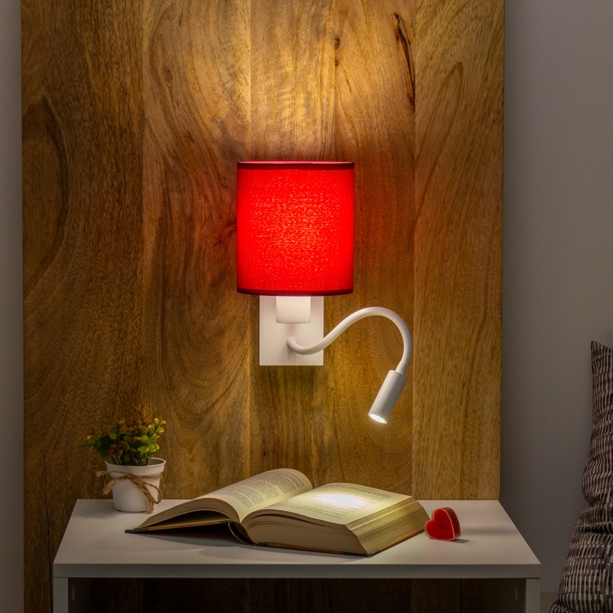 Brilagi - LED Lankstus sieninis šviestuvas NUBILA 1xE27/25W/230V + LED/3W balta/Pompėjos raudona