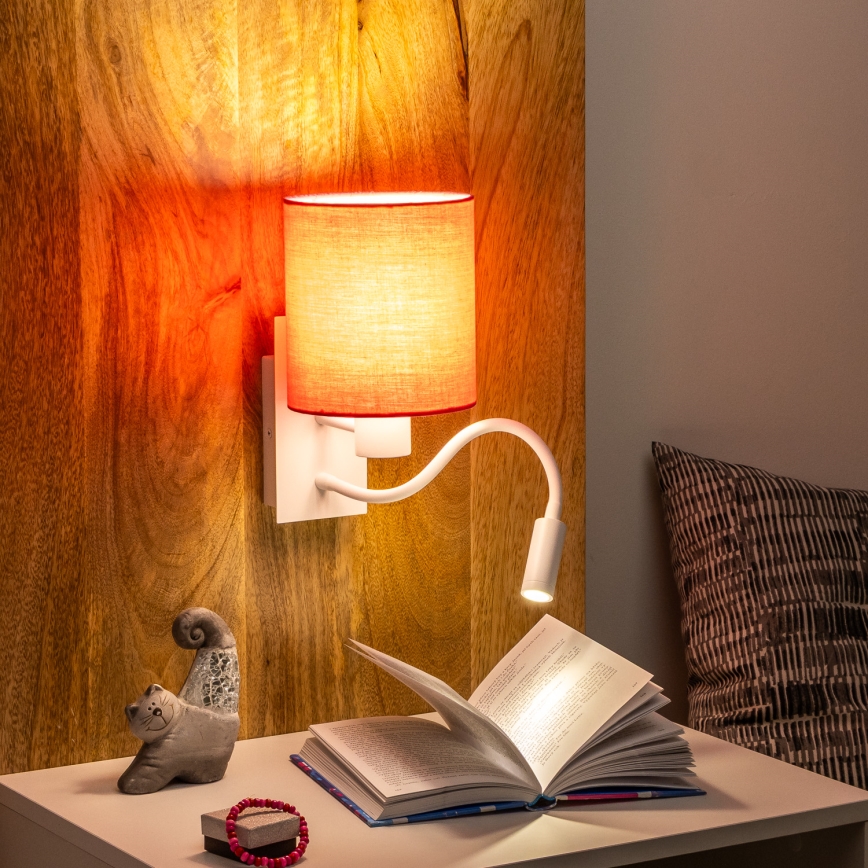 Brilagi - LED Lankstus sieninis šviestuvas NUBILA 1xE27/25W/230V + LED/3W balta/rausva