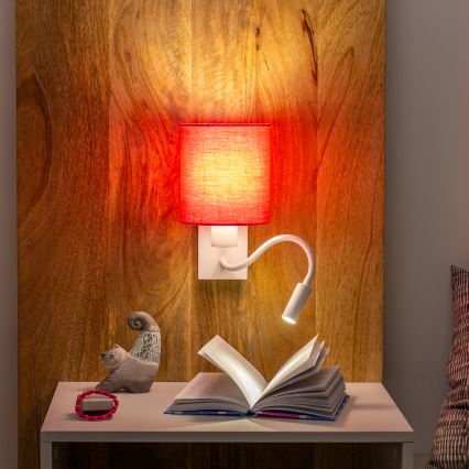 Brilagi - LED Lankstus sieninis šviestuvas NUBILA 1xE27/25W/230V + LED/3W balta/rausva