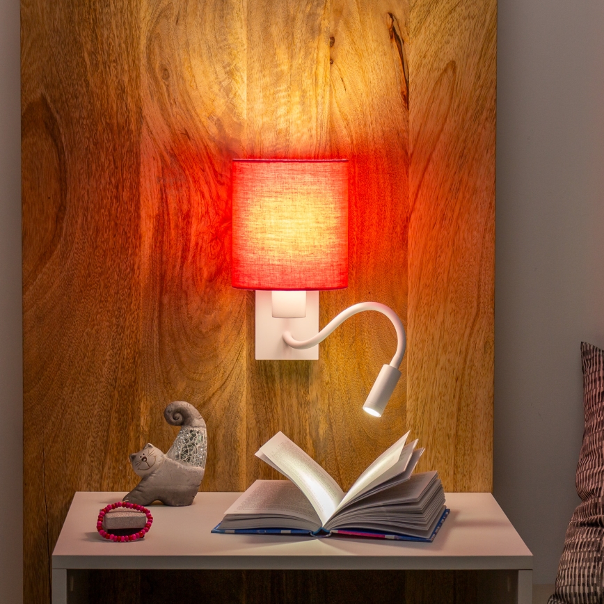 Brilagi - LED Lankstus sieninis šviestuvas NUBILA 1xE27/25W/230V + LED/3W balta/rausva