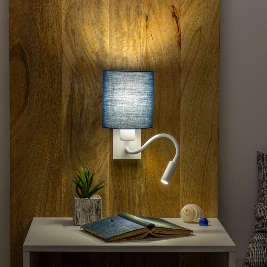 Brilagi - LED Lankstus sieninis šviestuvas NUBILA 1xE27/25W/230V + LED/3W balta/tamsiai mėlyna