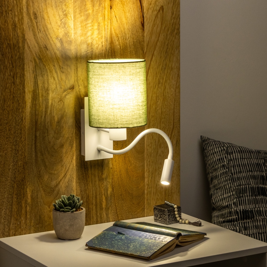 Brilagi - LED Lankstus sieninis šviestuvas NUBILA 1xE27/25W/230V + LED/3W balta/žalia