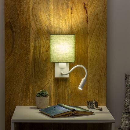 Brilagi - LED Lankstus sieninis šviestuvas NUBILA 1xE27/25W/230V + LED/3W balta/žalia
