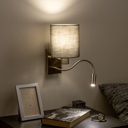 Brilagi - LED Lankstus sieninis šviestuvas NUBILA 1xE27/25W/230V + LED/3W matinis chromas/antracitas
