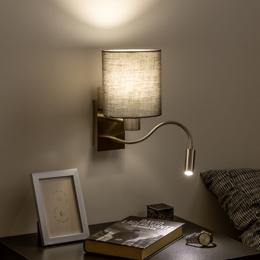 Brilagi - LED Lankstus sieninis šviestuvas NUBILA 1xE27/25W/230V + LED/3W matinis chromas/antracitas