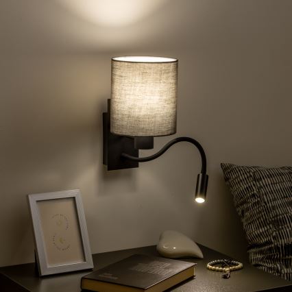 Brilagi - LED Lankstus sieninis šviestuvas NUBILA 1xE27/25W/230V + LED/3W juoda/antracitas