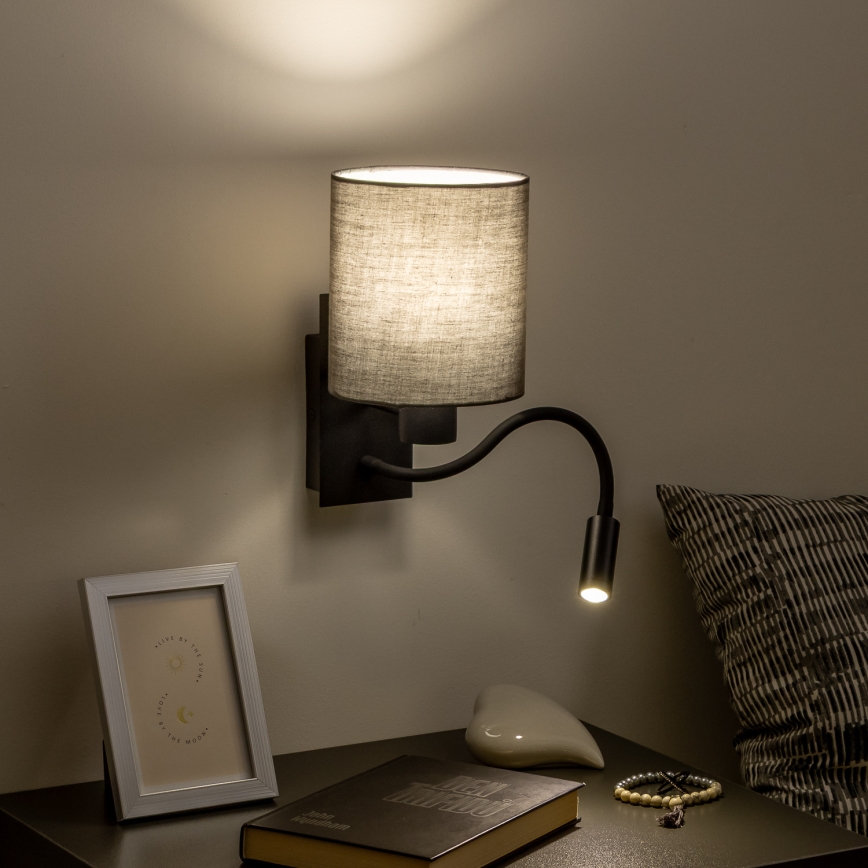 Brilagi - LED Lankstus sieninis šviestuvas NUBILA 1xE27/25W/230V + LED/3W juoda/antracitas