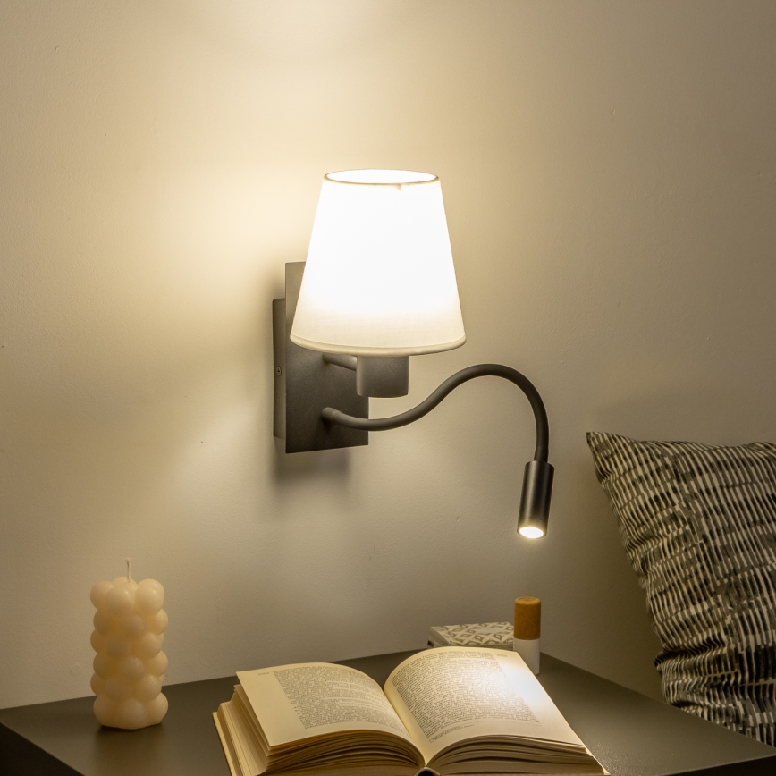 Brilagi - LED Lankstus sieninis šviestuvas NUBILA 1xE27/25W/230V + LED/3W juoda/balta