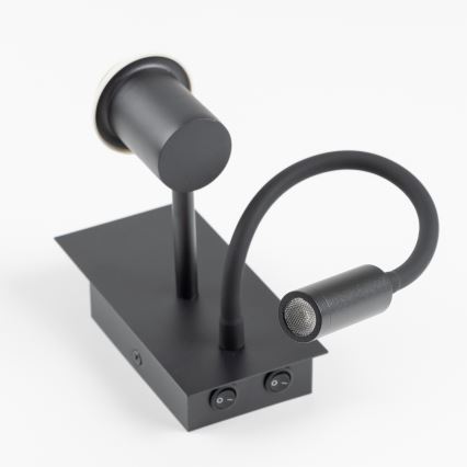 Brilagi - LED Lankstus sieninis šviestuvas NUBILA 1xE27/25W/230V + LED/3W juoda/balta