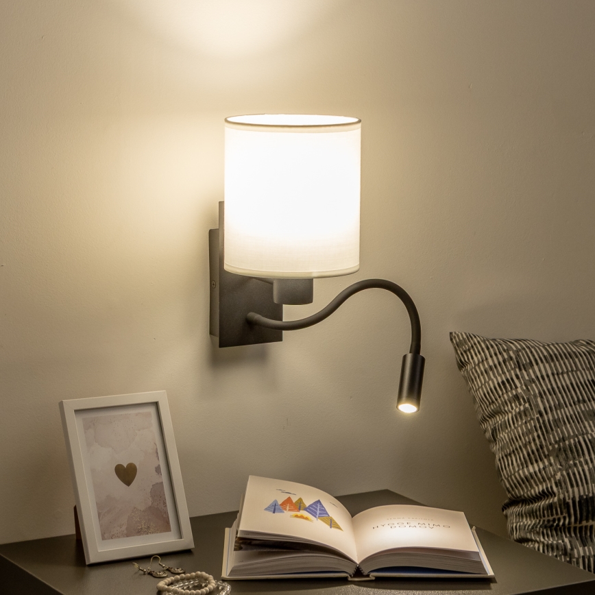 Brilagi - LED Lankstus sieninis šviestuvas NUBILA 1xE27/25W/230V + LED/3W juoda/balta