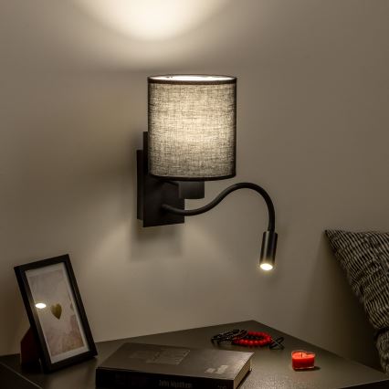 Brilagi - LED Lankstus sieninis šviestuvas NUBILA 1xE27/25W/230V + LED/3W juoda