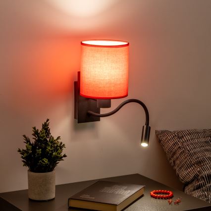 Brilagi - LED Lankstus sieninis šviestuvas NUBILA 1xE27/25W/230V + LED/3W juoda/raudona