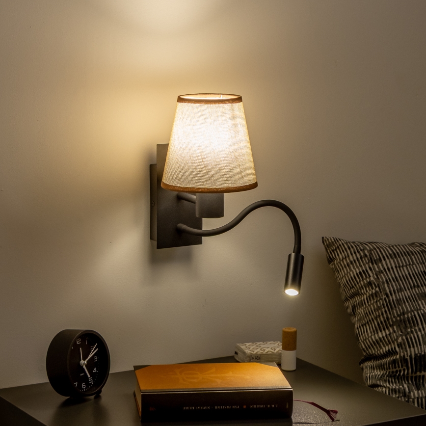 Brilagi - LED Lankstus sieninis šviestuvas NUBILA 1xE27/25W/230V + LED/3W juoda/ruda