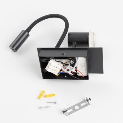 Brilagi - LED Lankstus sieninis šviestuvas NUBILA 1xE27/25W/230V + LED/3W juoda/ruda