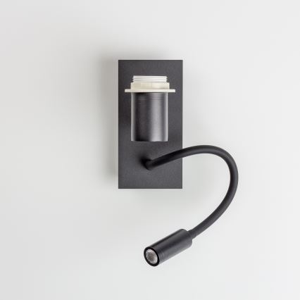 Brilagi - LED Lankstus sieninis šviestuvas NUBILA 1xE27/25W/230V + LED/3W juoda/šviesiai rudos spalvos