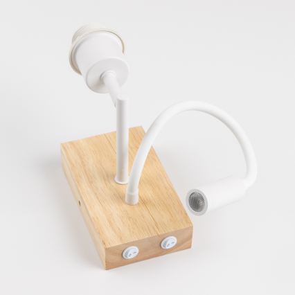 Brilagi - LED lanksti sieninė lempa NUBILA WOOD 1xE27/25W/230V + LED/3W ąžuolas/balta/oranžinė