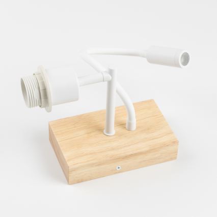 Brilagi - LED lanksti sieninė lempa NUBILA WOOD 1xE27/25W/230V + LED/3W ąžuolas/balta/oranžinė