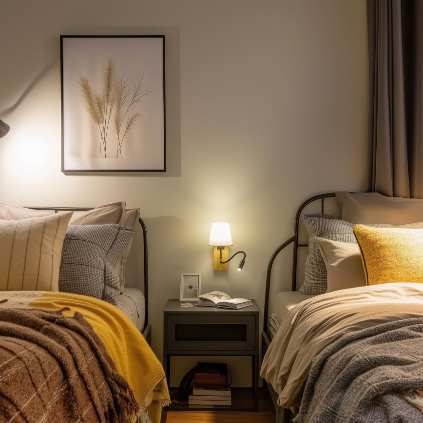 Brilagi - LED Lankstus sieninis šviestuvas NUBILA WOOD 1xE27/25W/230V + LED/3W ąžuolas/kreminė