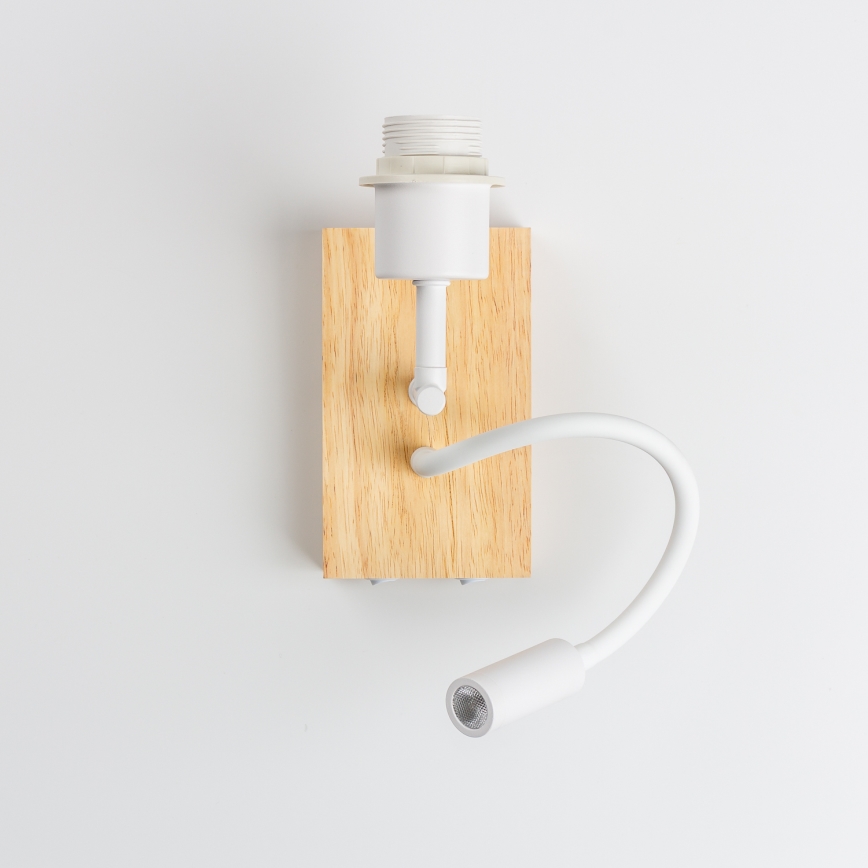 Brilagi - LED Lankstus sieninis šviestuvas NUBILA WOOD 1xE27/25W/230V + LED/3W ąžuolas/ruda