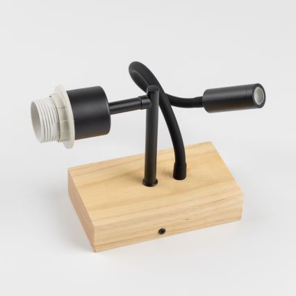 Brilagi - LED Lankstus sieninis šviestuvas NUBILA WOOD 1xE27/25W/230V + LED/3W ąžuolas/šviesiai rudos spalvos