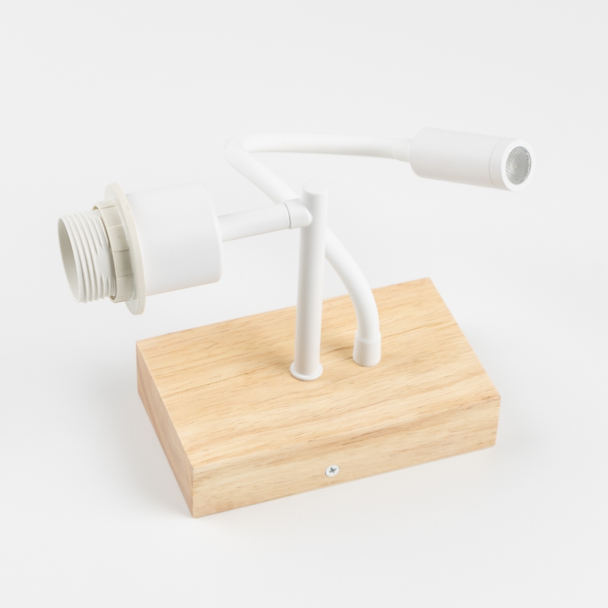 Brilagi - LED Lankstus sieninis šviestuvas NUBILA WOOD 1xE27/25W/230V + LED/3W ąžuolas/šviesiai rudos spalvos
