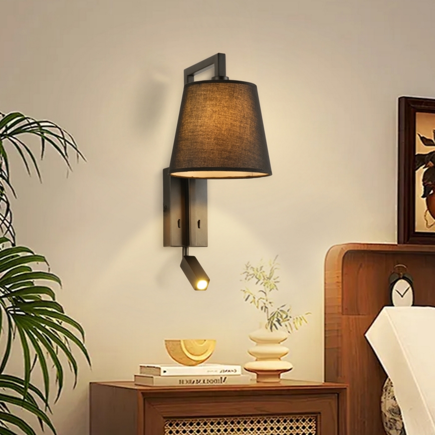 Brilagi - LED sieninis šviestuvas RAYA 1xE14/40W/230V + LED/3W juoda