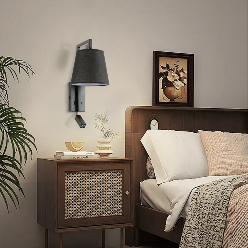 Brilagi - LED sieninis šviestuvas RAYAS 1xE14/40W/230V + LED/3W juoda