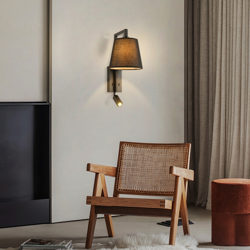 Brilagi - LED sieninis šviestuvas RAYAS 1xE14/40W/230V + LED/3W juoda