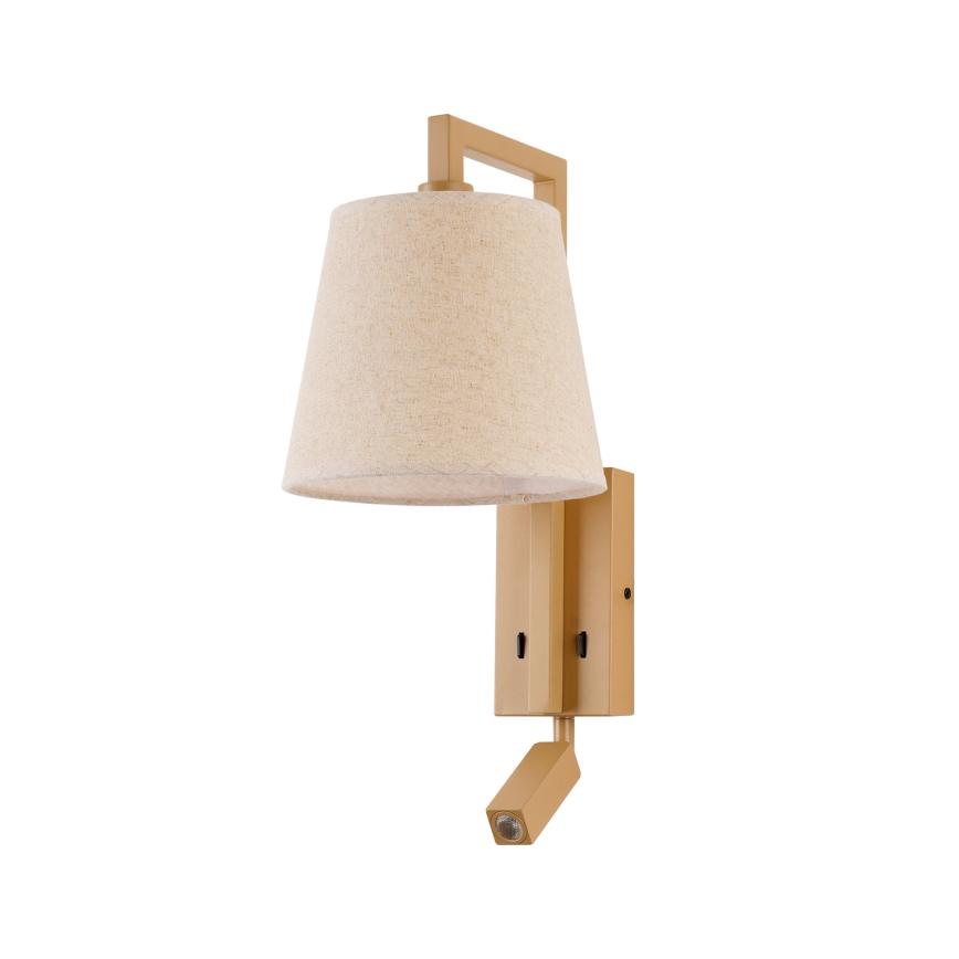 Brilagi - LED sieninis šviestuvas RAYAS 1xE14/40W/230V + LED/3W linas/smėlio spalva