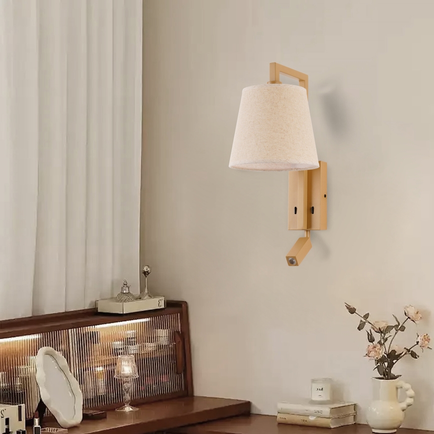 Brilagi - LED sieninis šviestuvas RAYAS 1xE14/40W/230V + LED/3W linas/smėlio spalva