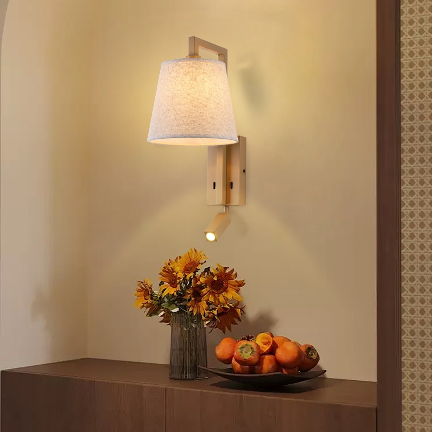 Brilagi - LED sieninis šviestuvas RAYAS 1xE14/40W/230V + LED/3W linas/smėlio spalva