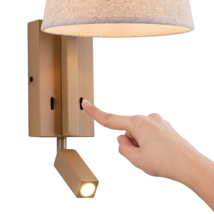 Brilagi - LED sieninis šviestuvas RAYAS 1xE14/40W/230V + LED/3W linas/smėlio spalva