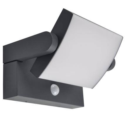 Brilagi - LED Sieninis saulės šviestuvas su judesio ir prieblandos jutikliu ANKLE LED/10W/3,7V 3000 mAh 3000K IP65 antracitas