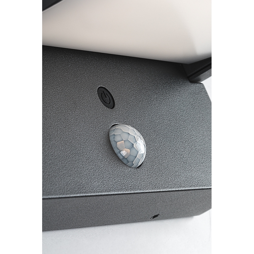 Brilagi - LED Sieninis saulės šviestuvas su judesio ir prieblandos jutikliu ANKLE LED/10W/3,7V 3000 mAh 3000K IP65 antracitas