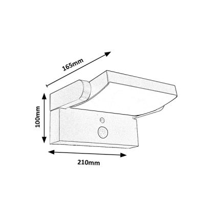 Brilagi - LED Sieninis saulės šviestuvas su judesio ir prieblandos jutikliu ANKLE LED/10W/3,7V 3000 mAh 4000K IP65 antracitas