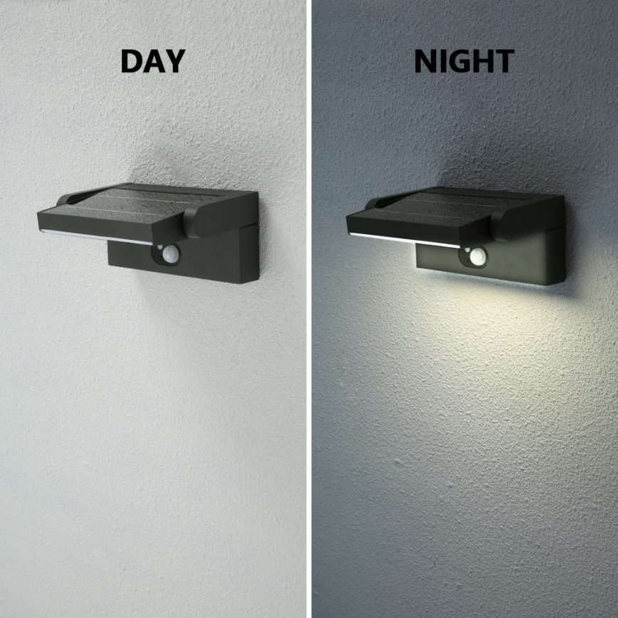 Brilagi - LED sieninis šviestuvas su jutikliu, įkraunamas saulės energija ANKLE LED/3,5W/3,7V 2200 mAh IP54