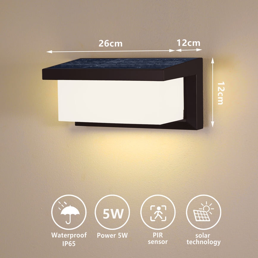 Brilagi - LED sieninis šviestuvas su jutikliu, įkraunamas saulės energija BRICKY LED/5W/6V 4000 mAh IP65