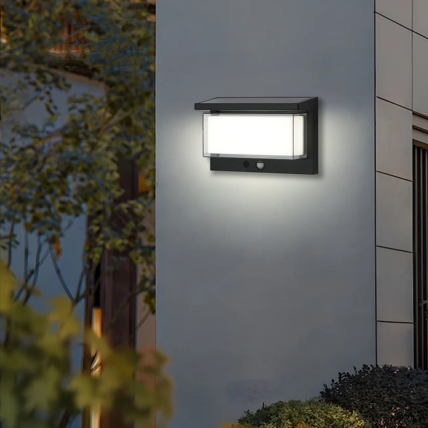 Brilagi - LED sieninis šviestuvas su jutikliu, įkraunamas saulės energija SAULĖ LUME LED/10W/3,7V 4000 mAh IP44