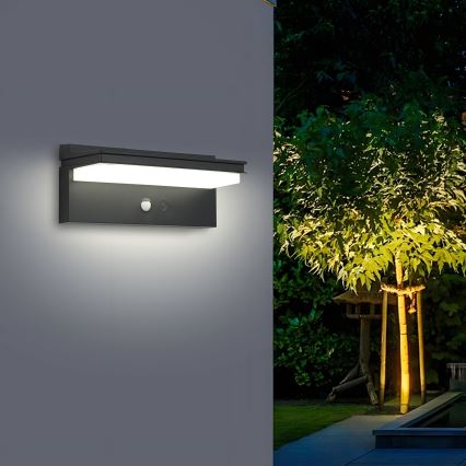 Brilagi - LED sieninis šviestuvas su jutikliu, įkraunamas saulės energija SAULĖ SENSE LED/10W/3,7V 4000 mAh IP44