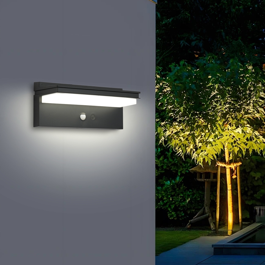 Brilagi - LED sieninis šviestuvas su jutikliu, įkraunamas saulės energija SAULĖ SENSE LED/10W/3,7V 4000 mAh IP44