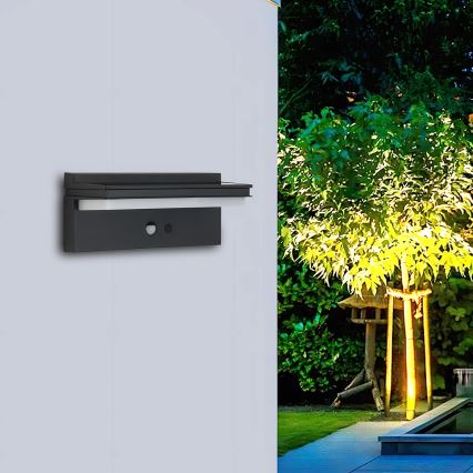 Brilagi - LED sieninis šviestuvas su jutikliu, įkraunamas saulės energija SAULĖ SENSE LED/10W/3,7V 4000 mAh IP44
