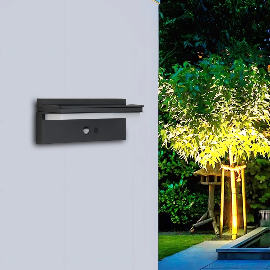 Brilagi - LED sieninis šviestuvas su jutikliu, įkraunamas saulės energija SAULĖ SENSE LED/10W/3,7V 4000 mAh IP44