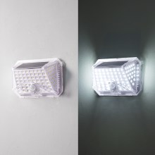 Brilagi - LED sieninis šviestuvas su jutikliu, įkraunamas saulės energija WALLIE LED/0,85W/3,7V 6500K IP65 sidabras