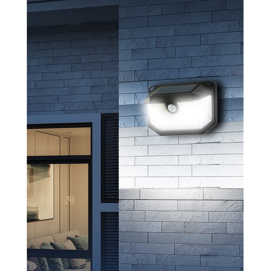 Brilagi - LED sieninis šviestuvas su jutikliu, įkraunamas saulės energija WALLIE LED/4W/5,5V 1200mAh 6500K IP65